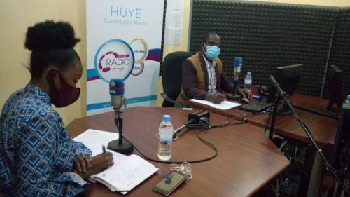 Mutuyemariya Jacqueline (left), staff from Duhozanye Association - member of Wiceceka Network in Gisagara District in a radio talkshow on GBV prevention and SRHR services held on Huye Community Radio on 26th June 2020 